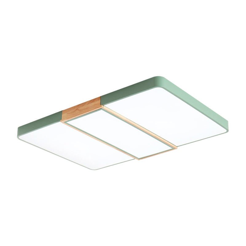 Slim Panel Rectangle Ceiling Mount Light Nordic Acrylic Green/Pink/White Ceiling Fixture for Living Room