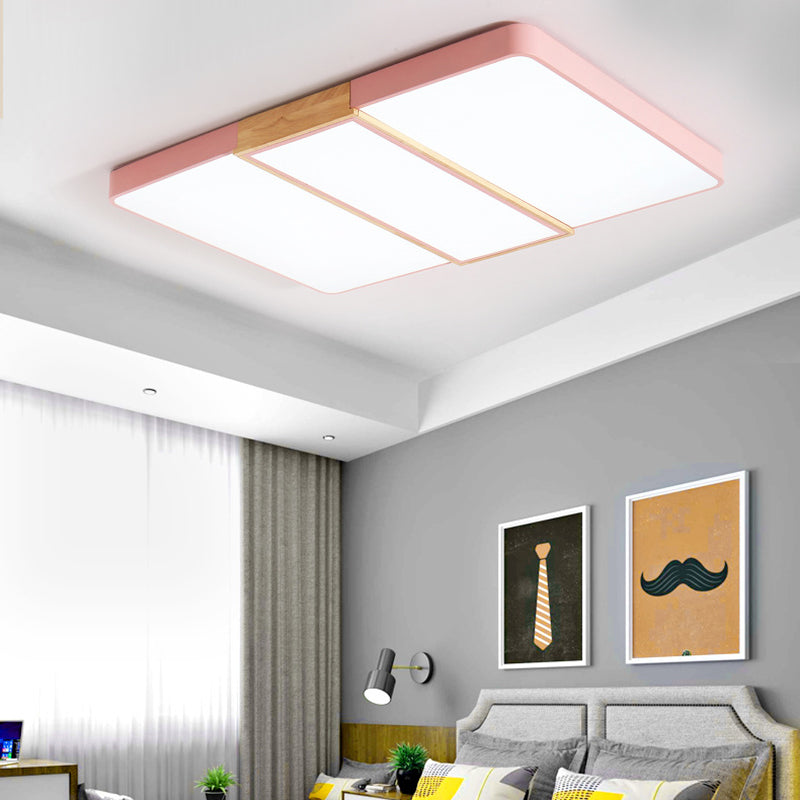 Slim Panel Rectangle Ceiling Mount Light Nordic Acrylique Vert / Rose / Blanc Fixture du plafond pour la salle de séjour