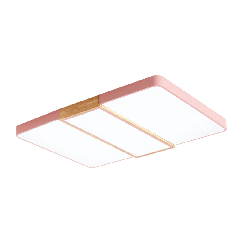 Slim Panel Rectangle Ceiling Mount Light Nordic Acrylic Green/Pink/White Ceiling Fixture for Living Room