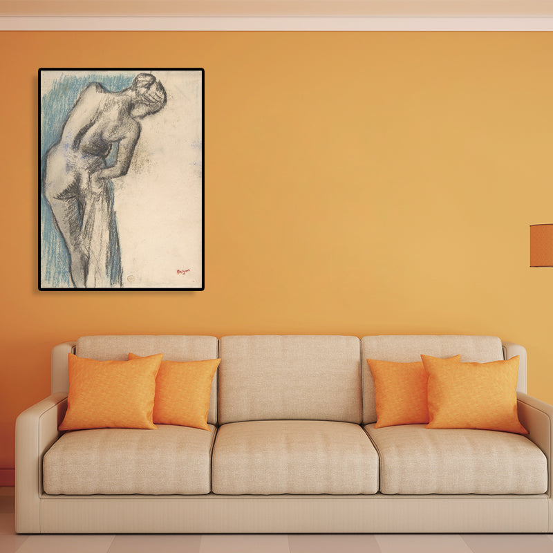 Gray Dancing Girl Painting Textured Wall Art Print for Guest Room, Multiple Sizes
