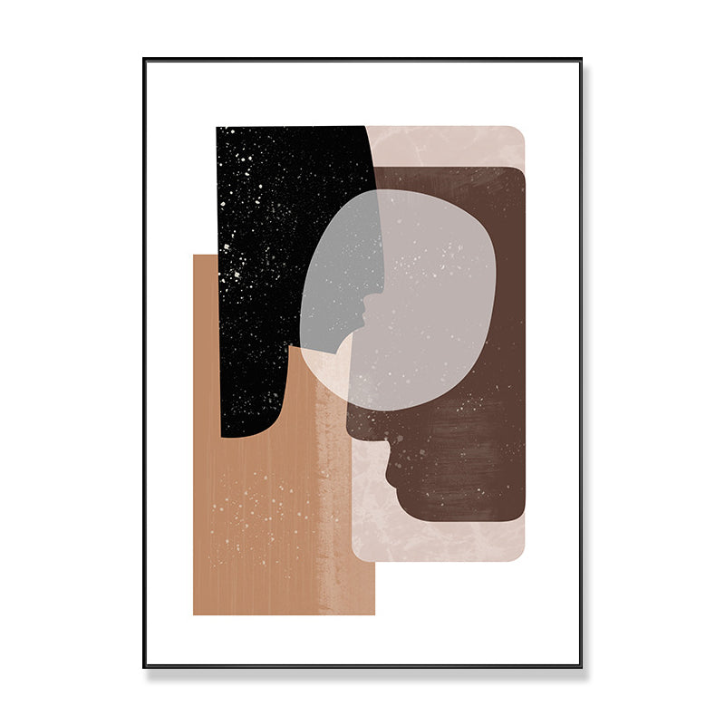 Abstract Canvas Art Nordic Aesthetics Geometric Wall Decor in Brown-Grey for Home