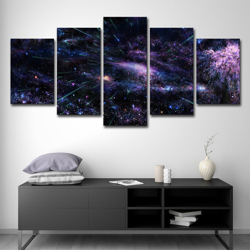 Purple Starburst Canvas Art Night Sky Kids Multi-Piece Wall Decor for House Interior