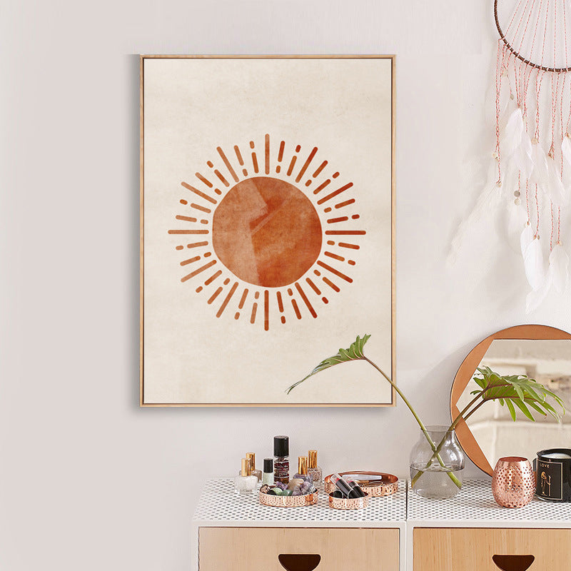 Scandinavian Style Teenagers Wall Decor Magical Cosmical Phenomena in Orange Painting