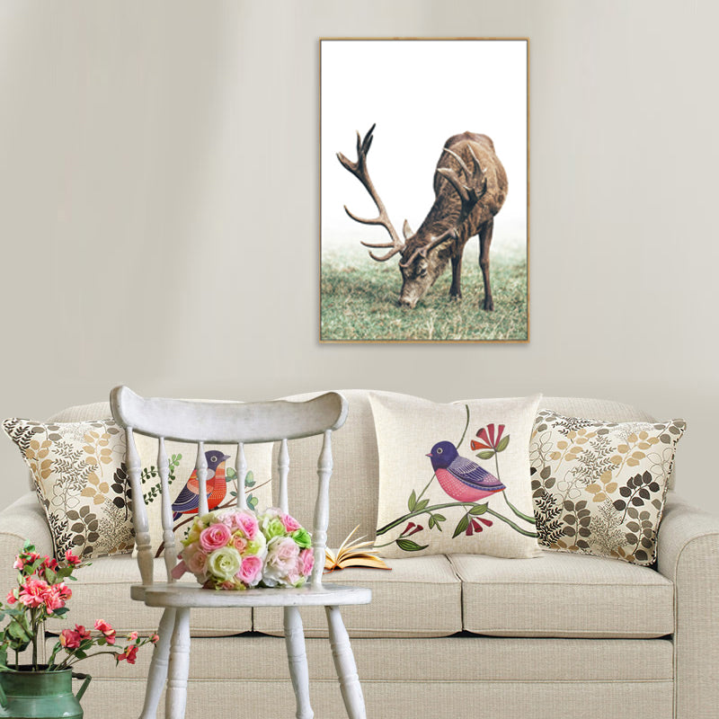 Reindeer Wall Decor Modern Style Textured Girls Bedroom Painting, Multiple Sizes