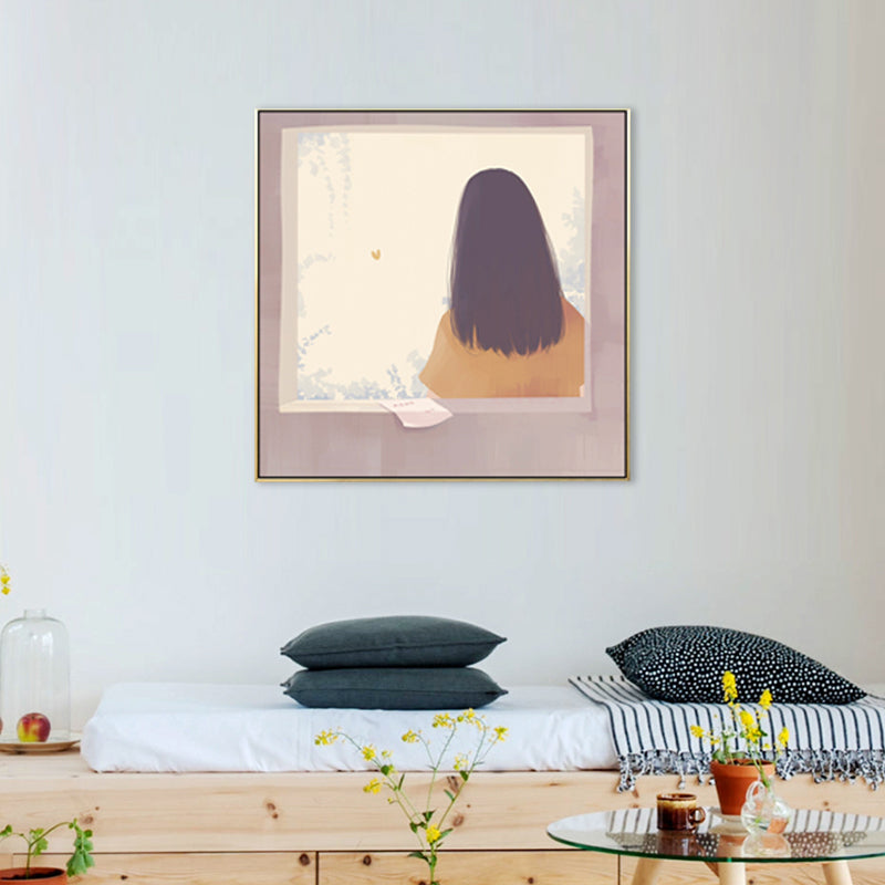 Back of the Young Canvas Nordic Textured Dining Room Wall Art in Soft Color