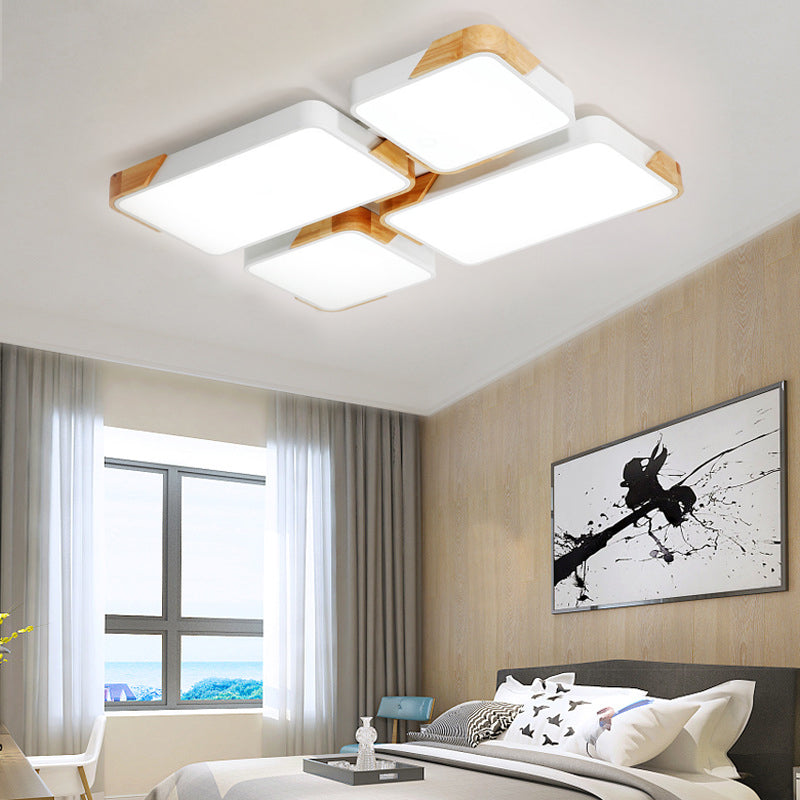 Living Room Rectangle Ceiling Lamp Acrylic Modern Style LED Grey/White Flush Ceiling Light