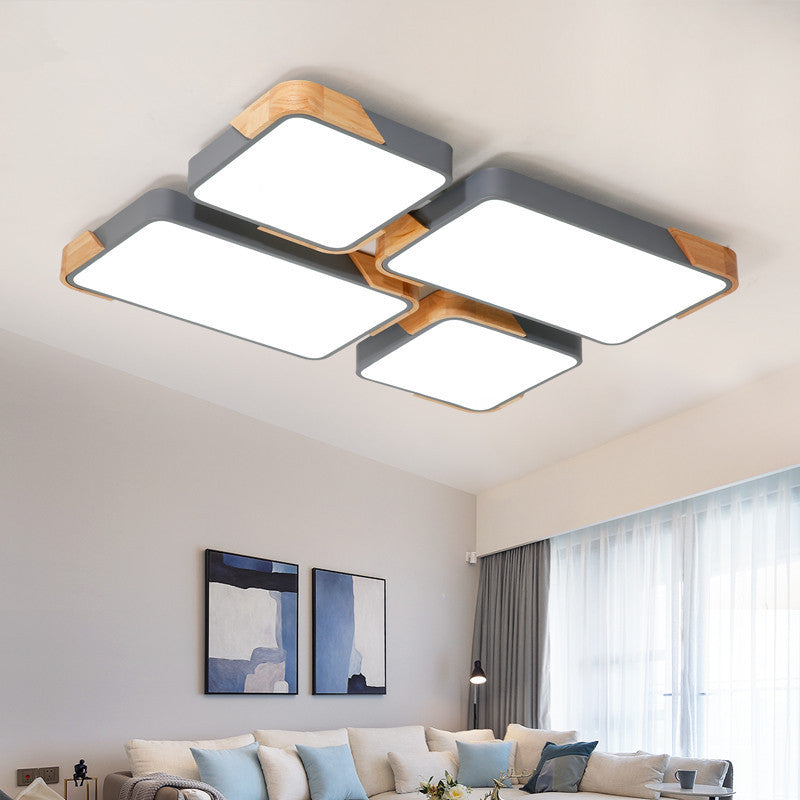 Wohnzimmer Rechteck Deckenlampe Acryl Moderne Stil LED Grau/Weiß Flush Decke Licht