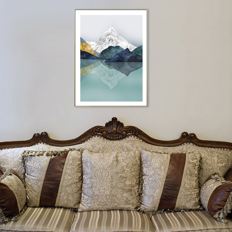 Pastel Mountain Landscape Canvas Art Textured Modern Style Dining Room Wall Decor