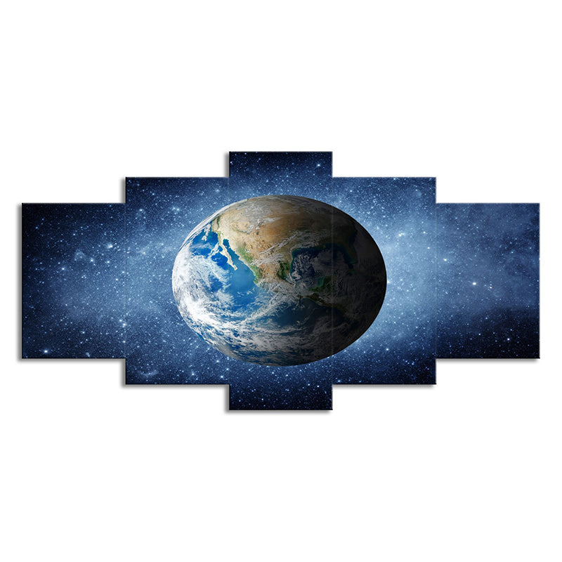 Blue the Earth Canvas Art Universe Science Fiction Multi-Piece Bedroom Wall Decor