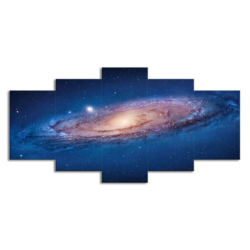 Cosmic Spiral Galaxy Canvas Print Blue Science Fiction Wall Art for Kids Room