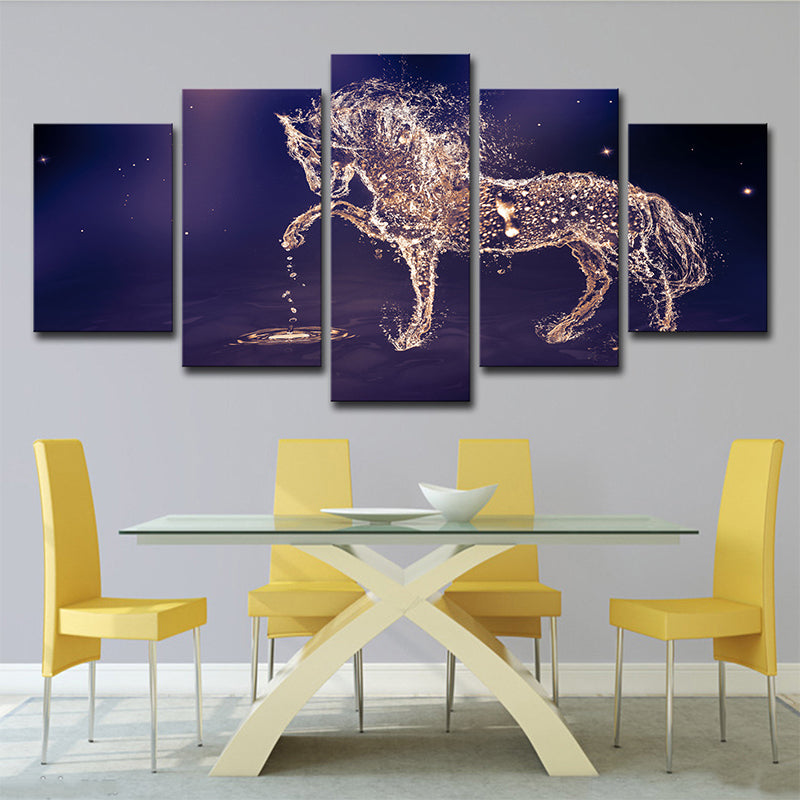 Constellations Horse Wall Art Decor Modernism Multi-Piece Canvas Print in Purple