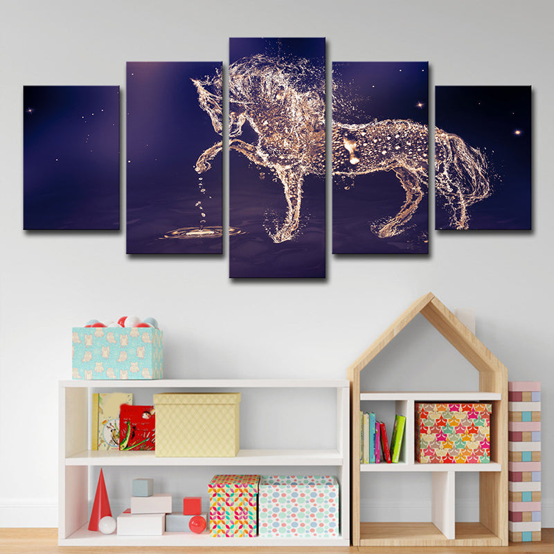 Constellations Horse Wall Art Decor Modernism Multi-Piece Canvas Print in Purple