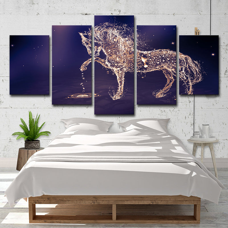 Constellations Horse Wall Art Decor Modernism Multi-Piece Canvas Print in Purple