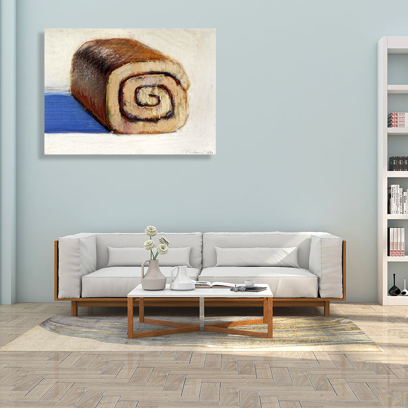 Roll Cake Painting Brown Canvas Wall Art Print Textured, Multiple Sizes Available