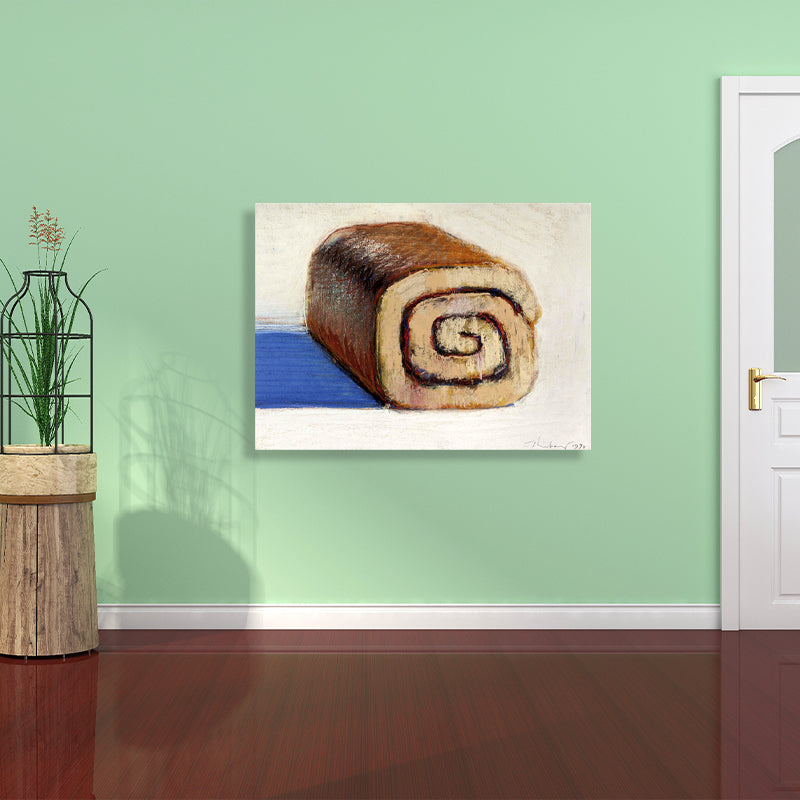 Roll Cake Painting Brown Canvas Wall Art Print Textured, Multiple Sizes Available