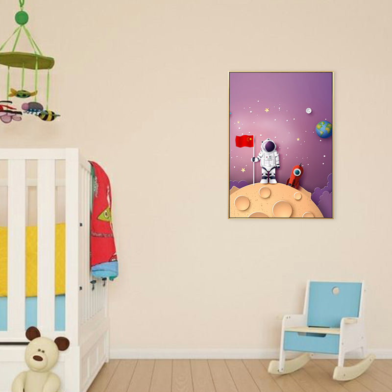 Illustration Painting Modern Art Planet and Astronaut in Soft Color, Multiple Sizes