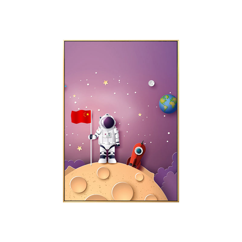 Illustration Painting Modern Art Planet and Astronaut in Soft Color, Multiple Sizes