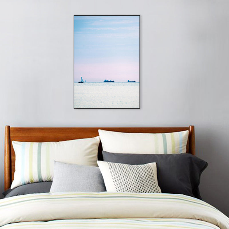 Tropix Canvas Wall Art Pink and Blue Ocean Scenery with Sunset Glow Wall Decoration