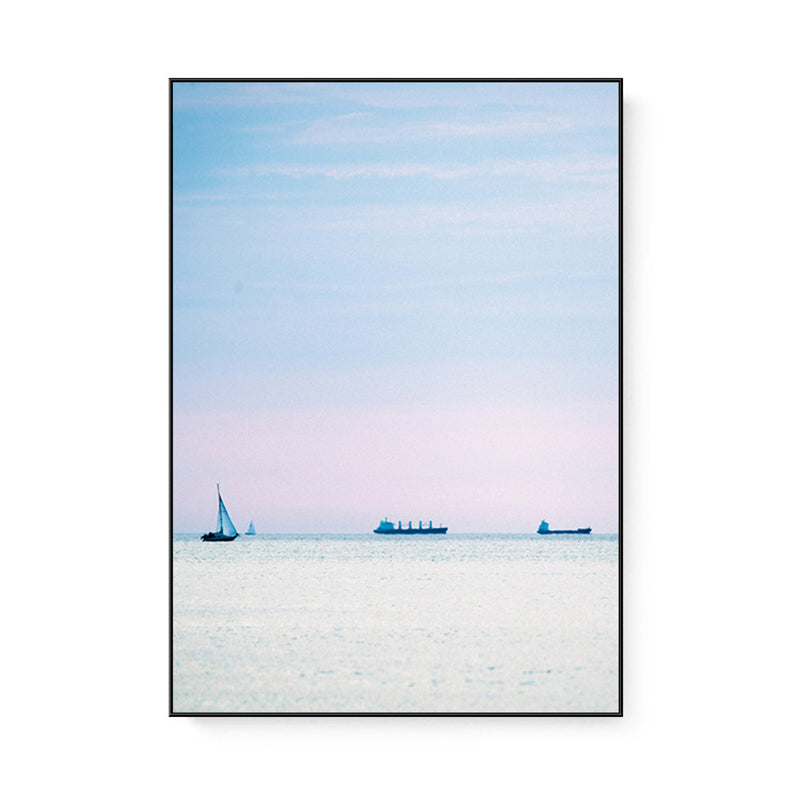 Tropix Canvas Wall Art Pink and Blue Ocean Scenery with Sunset Glow Wall Decoration