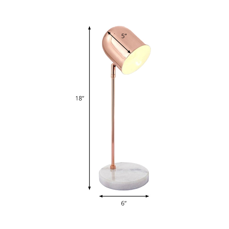 1 Light Study Room Desk Lamp with Elongated Dome Metal Shade Modernist Chrome/Copper Reading Book Light