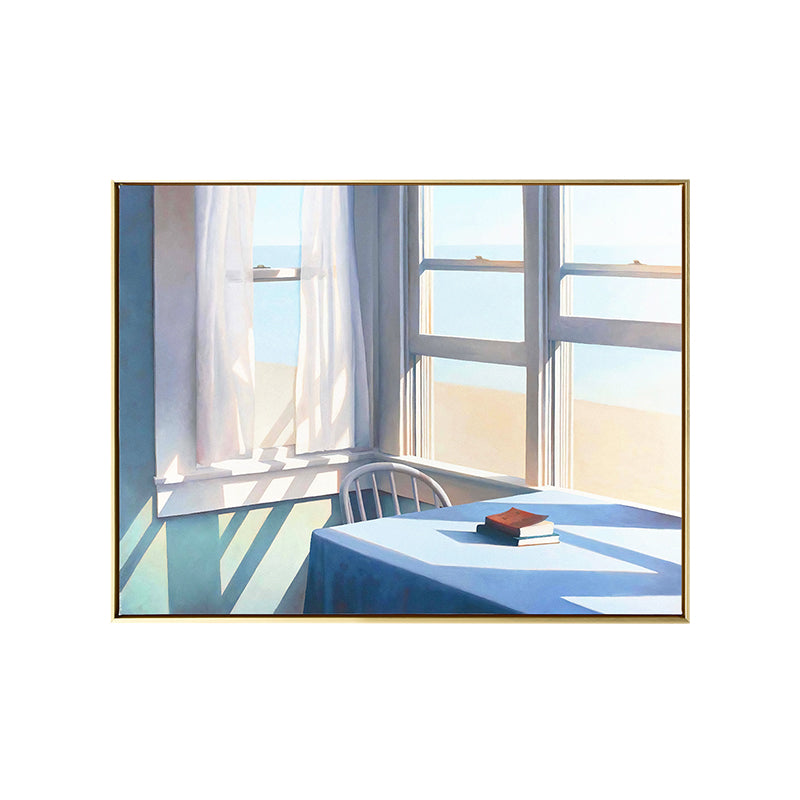 Scandinavian Window Wall Decor Blue Still Life Canvas Print for Living Room (Multiple Sizes)