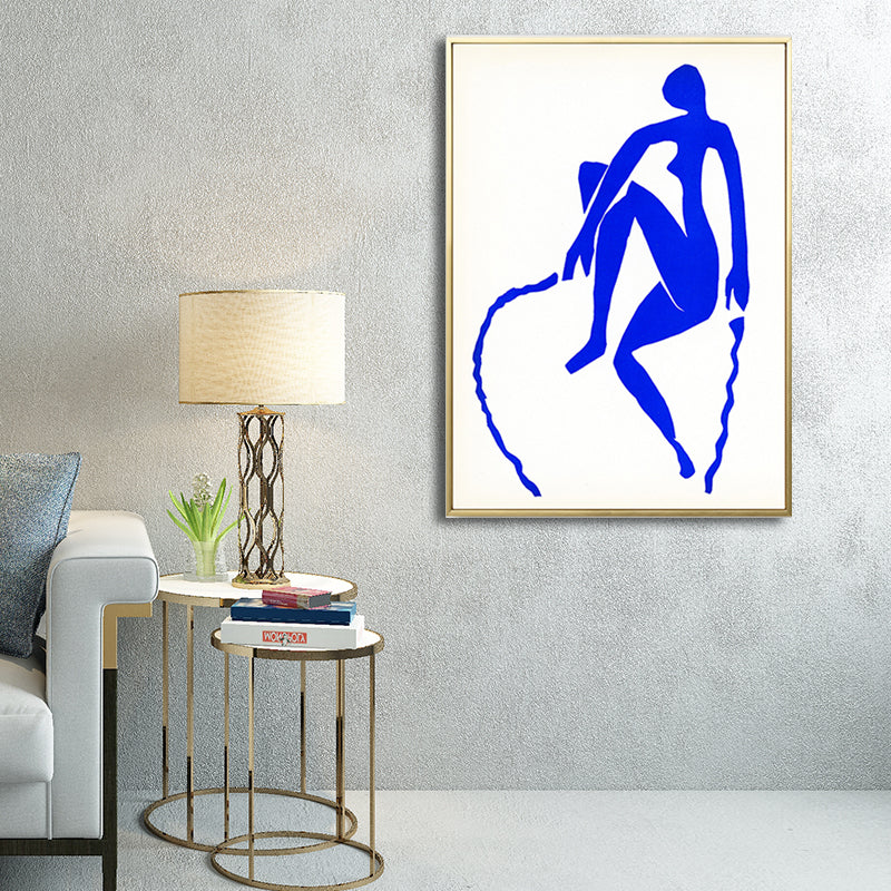 Woman Drawing Canvas Print Dark Color Simple Style Wall Art Decor for Living Room