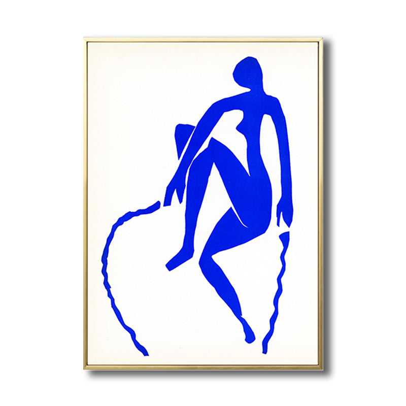 Woman Drawing Canvas Print Dark Color Simple Style Wall Art Decor for Living Room