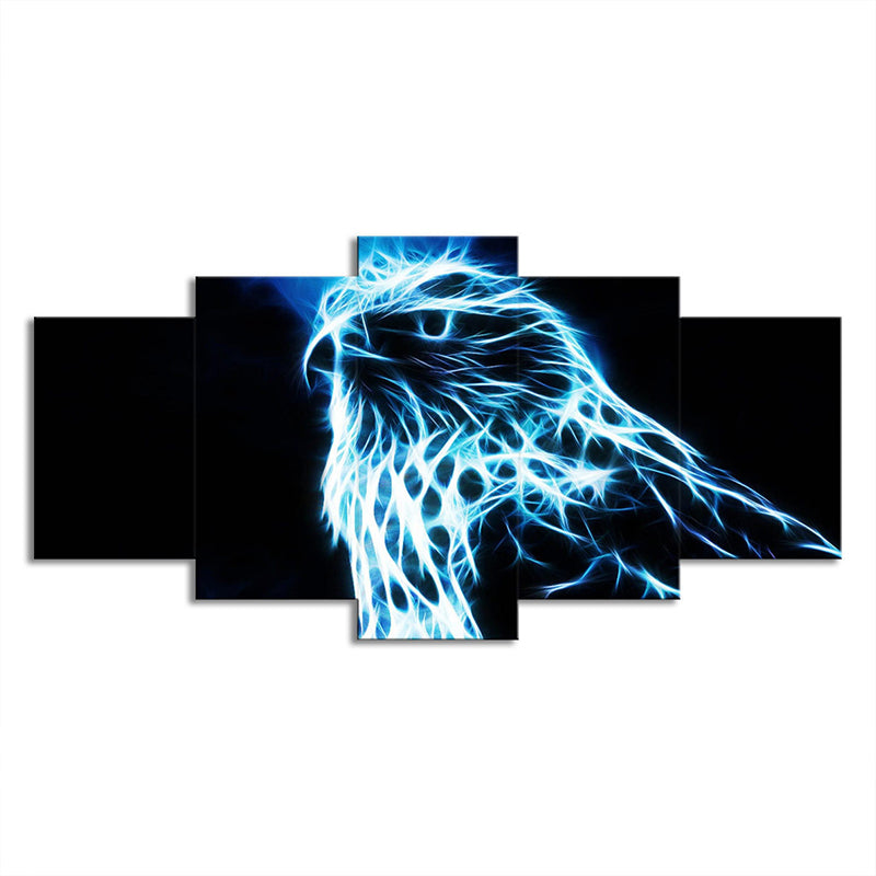 Eagle Canvas Wall Art Living Room Animal Wall Decor in Blue on Black, Multi-Piece