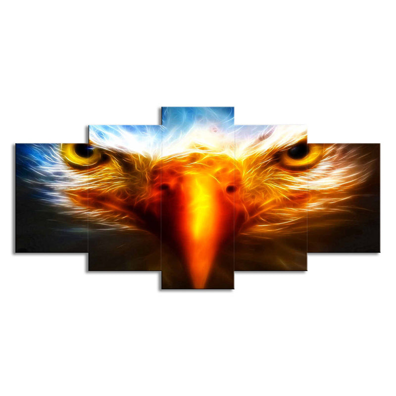 Eagle Close-Up View Art Print Yellow-Blue Modern Wall Decoration for Living Room