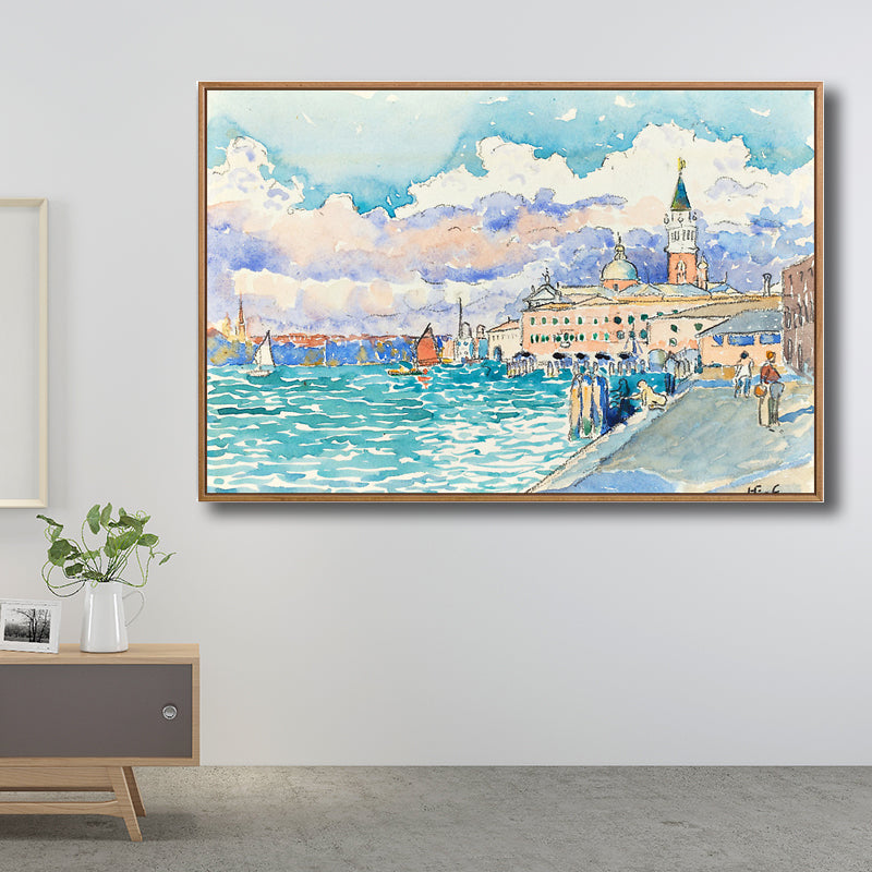 Vintage Painting Landscapes Wall Art Pastel Color Textured Canvas Print for Living Room