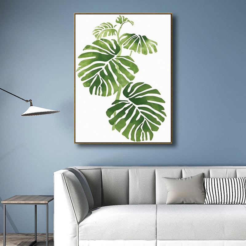 Drawing Print Plant Leaves Canvas Green Nordic Style Wall Art for Dining Room