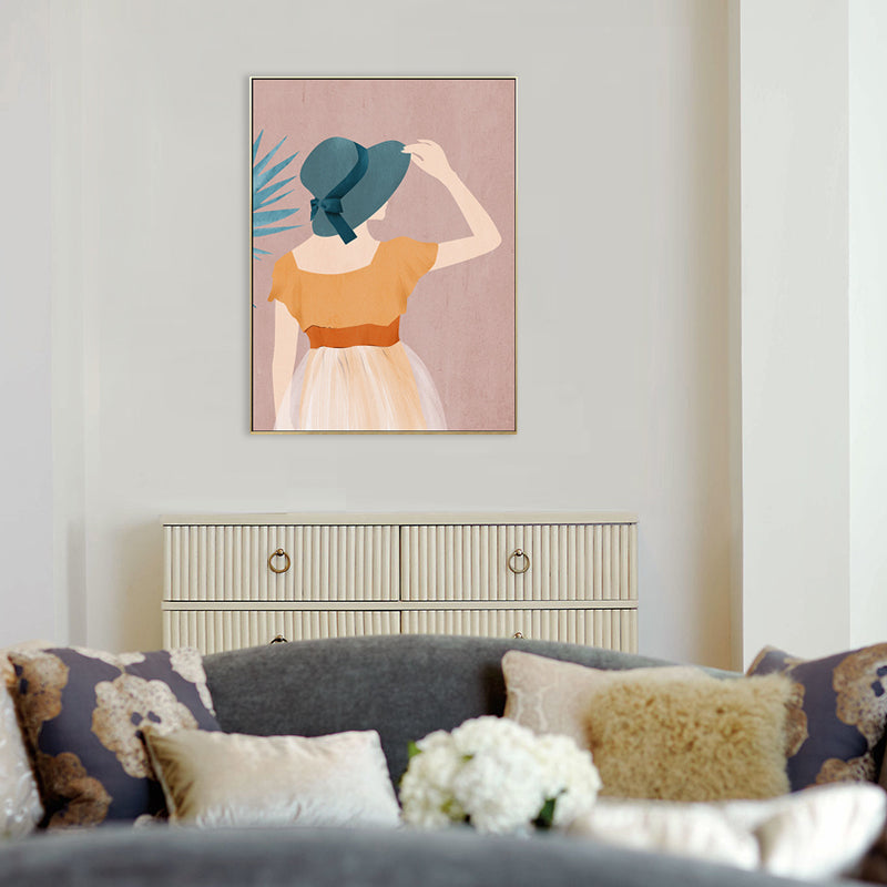 Nordic Figure Drawing Wall Art Pastel Color Textured Canvas Print for Teens Bedroom