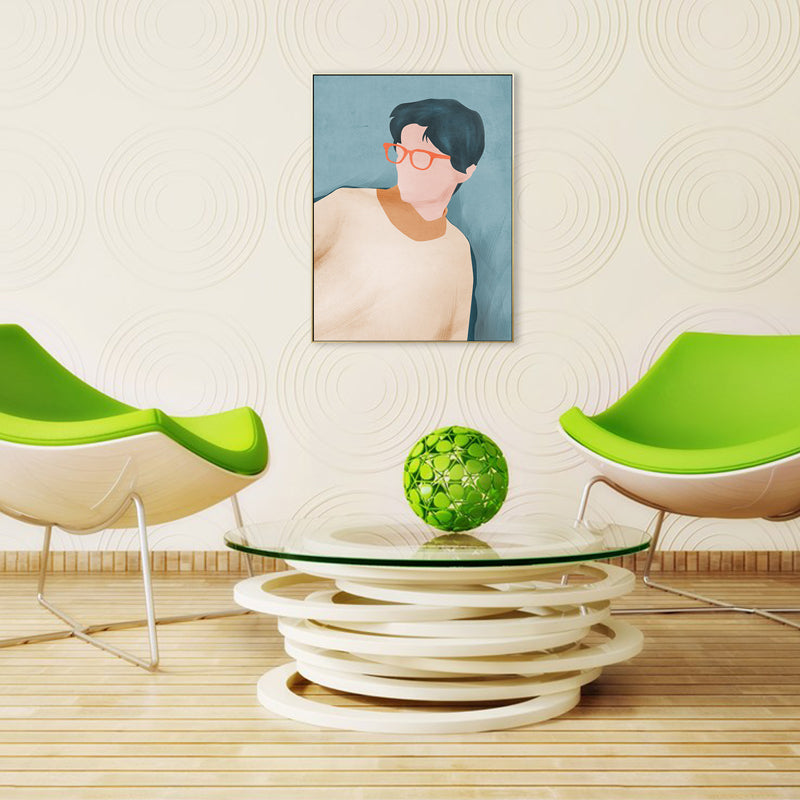 Nordic Figure Drawing Wall Art Pastel Color Textured Canvas Print for Teens Bedroom