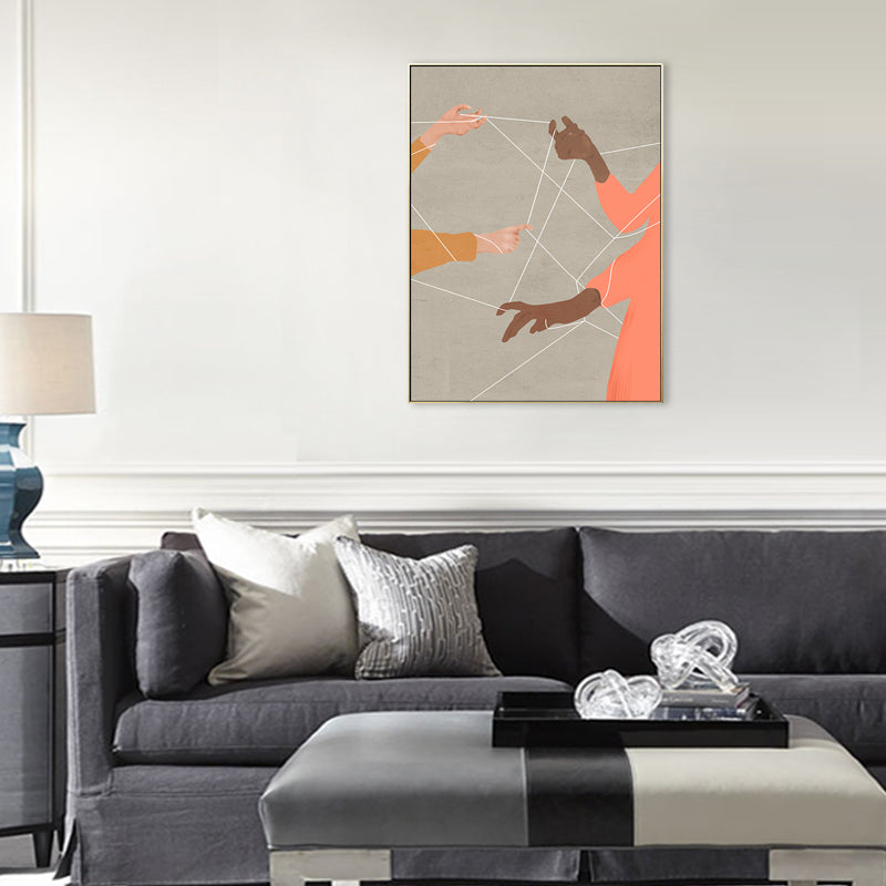 Nordic Figure Drawing Wall Art Pastel Color Textured Canvas Print for Teens Bedroom