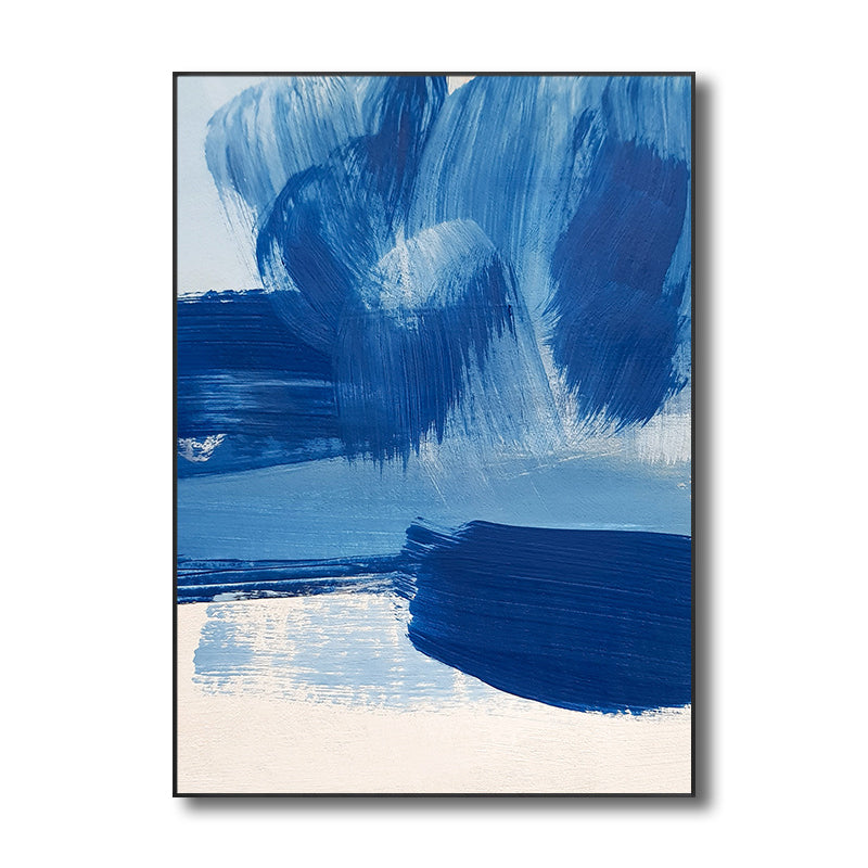 Blue Contemporary Painting Brush Stroke Wall Art Decor for Kitchen, Multiple Sizes