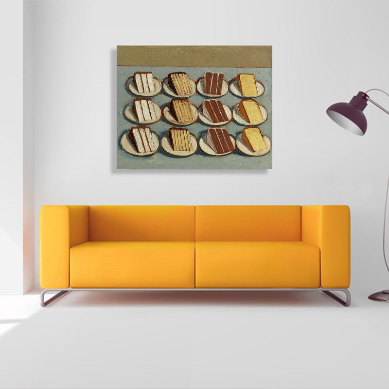 Brown Cakes Pattern Canvas Textured Wall Art Print for Girls Bedroom, Multiple Sizes