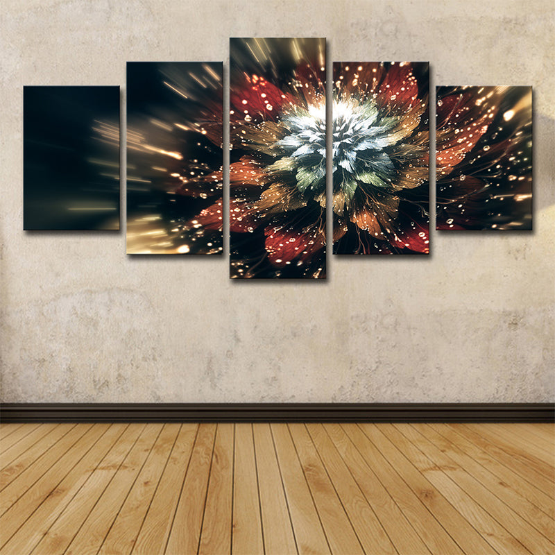 Blooming Flower Wall Art Decor Contemporary Beautiful Plant Canvas Print in Brown