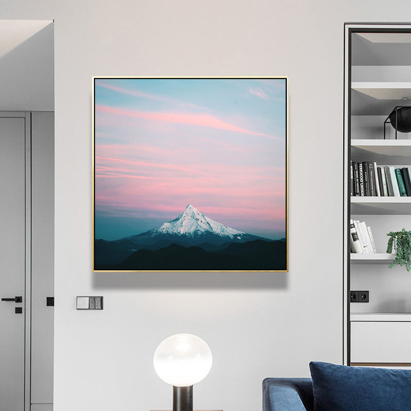 Pink Mount Fuji Canvas Print Nature Landscape Contemporary Textured Wall Art