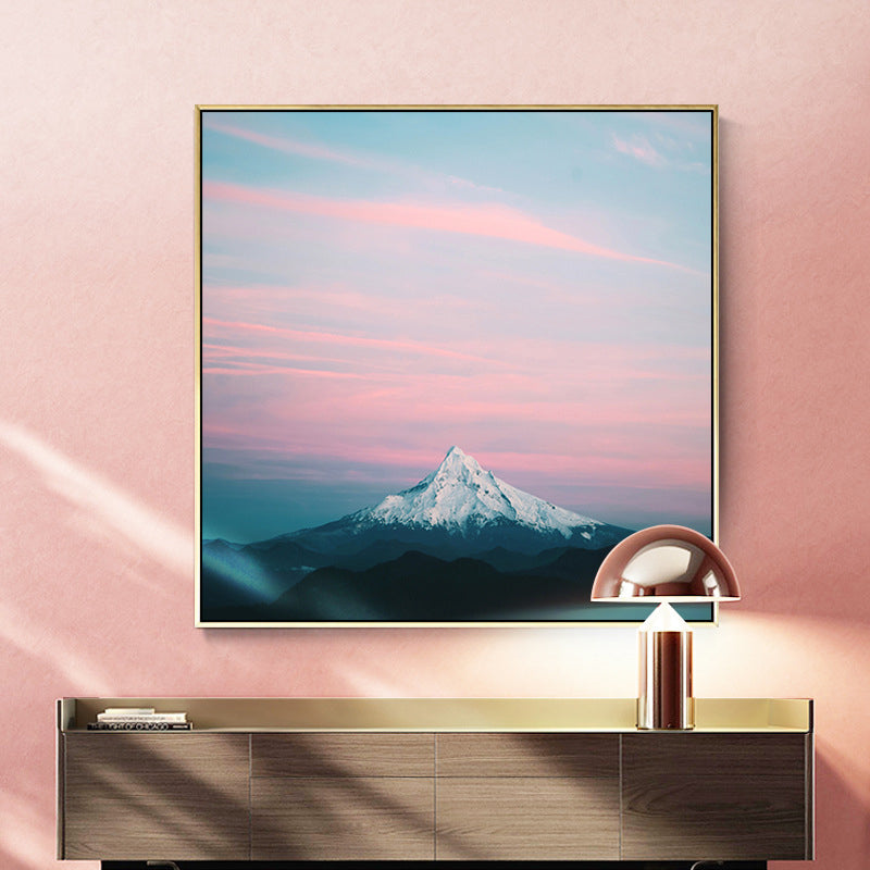 Pink Mount Fuji Canvas Print Nature Landscape Contemporary Textured Wall Art