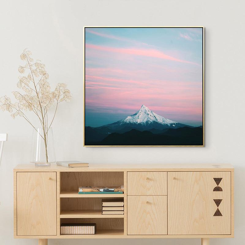 Pink Mount Fuji Canvas Print Nature Landscape Contemporary Textured Wall Art