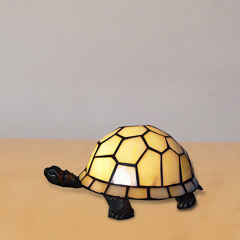 Stained Glass Tortoise Table 1 Light Lighting Tiffany Decorative Indoor Lighting in Beige/Yellow