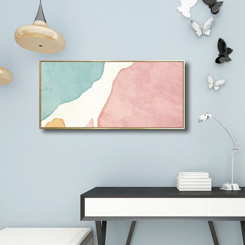 Irregular Abstract Pattern Painting in Pink Contemporary Style Canvas for Kitchen