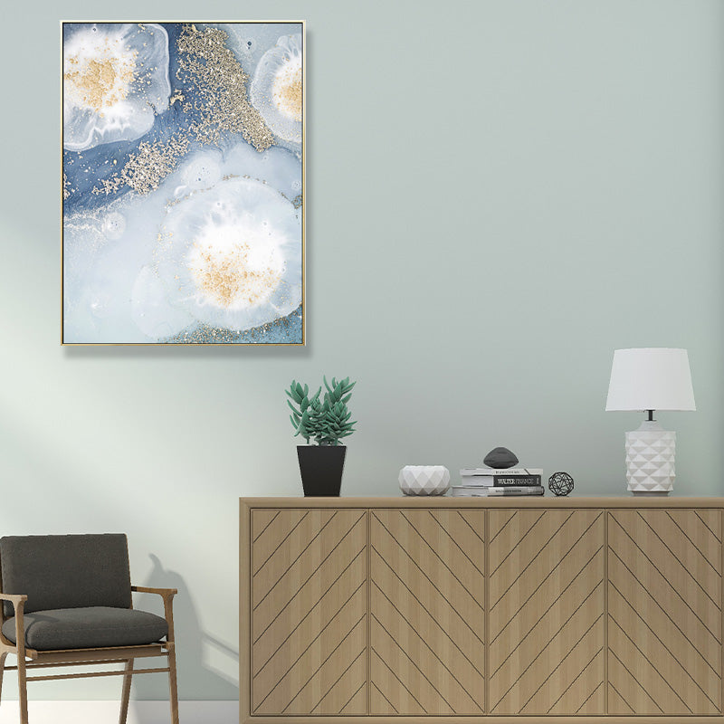 Light Blue Gem-Like Wall Art Abstract Nordic Textured Canvas Print for Living Room