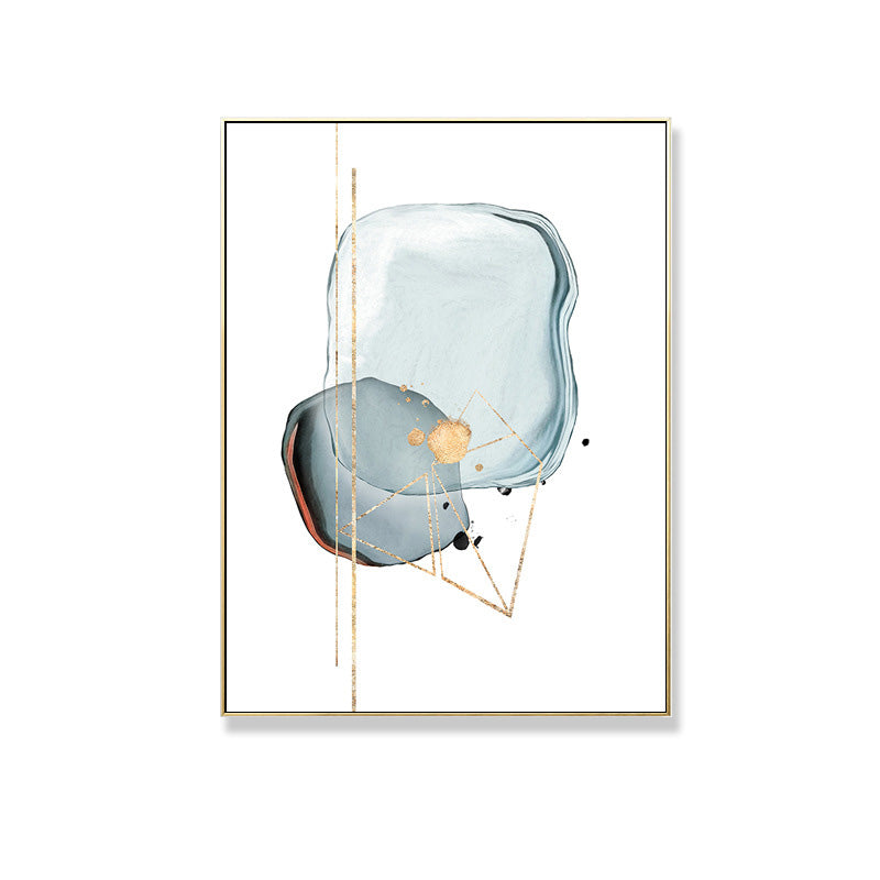 Light Blue Gem-Like Wall Art Abstract Nordic Textured Canvas Print for Living Room