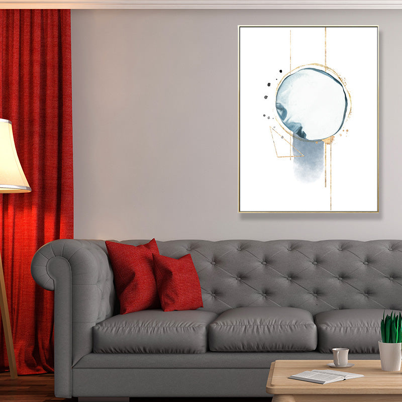 Light Blue Gem-Like Wall Art Abstract Nordic Textured Canvas Print for Living Room