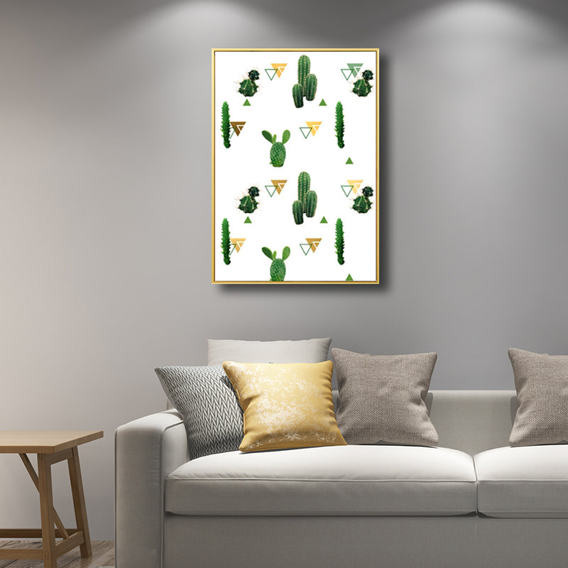 Nordic Style Girls Painting Diversified Cactus in Green Art, Multiple Sizes Available