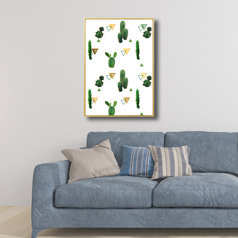 Nordic Style Girls Painting Diversified Cactus in Green Art, Multiple Sizes Available