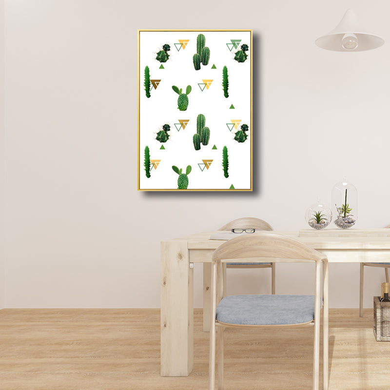 Nordic Style Girls Painting Diversified Cactus in Green Art, Multiple Sizes Available