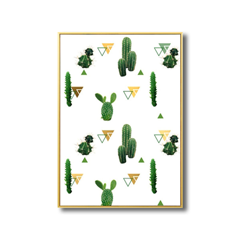 Nordic Style Girls Painting Diversified Cactus in Green Art, Multiple Sizes Available