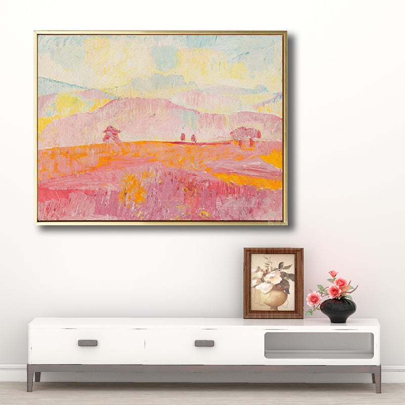 Rustic Pastoral Scenery Wall Decor Living Room Canvas Art in Pink, Multiple Size Options